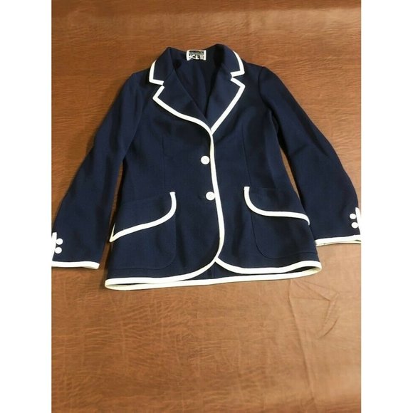 Act Iii Womens Petite Navy Blue Blazer 